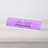 Modernes Lila Glitzer Business Desk Name Plate Schreibtischnamensplakette (Vorderseite )