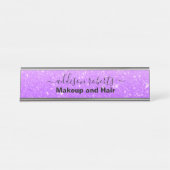 Modernes Lila Glitzer Business Desk Name Plate Schreibtischnamensplakette (Vorderseite )