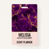 Modernes Lila- & Gold-Abstrakt-Marmorgeschäft Ausweis (Rückseite)