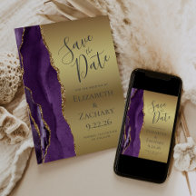 Modernes Lila Gold Agate Glam Save the Date