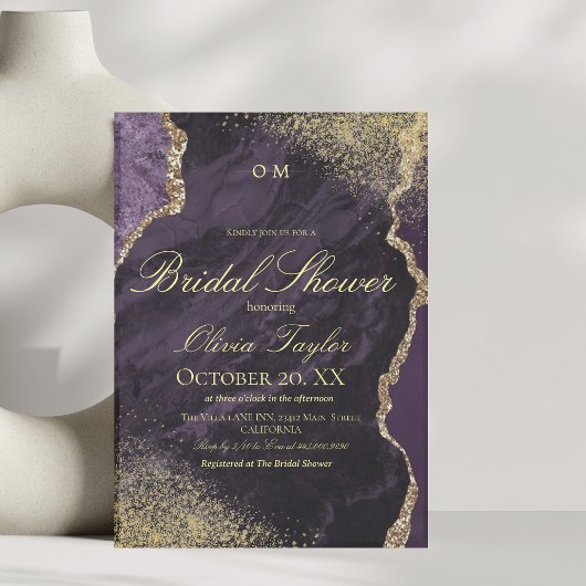 Modernes Lila Gold-Brautparty Einladung