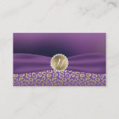 Modernes Lila & Gold Leopard Elegantes Ribbon Visitenkarte (Vorderseite)