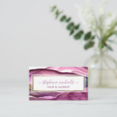 Modernes Lila Gold Liquid Ink Abstrakt Visitenkarte (Stehend Vorderseite)