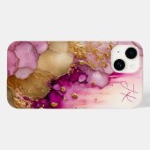 Modernes Lila Goldmarmormonogramm Personalisiert Case-Mate iPhone Hülle (Rückseite (Horizontal))