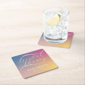 Modernes Lila Gradient Ombre Script-Brautparty Rechteckiger Pappuntersetzer (Vor Ort)