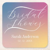 Modernes Lila Gradient Ombre Script-Brautparty Rechteckiger Pappuntersetzer (Vorderseite)