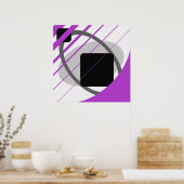 Modernes Lila Grau Schwarz Off-White - MS002 Leinw Poster (Küche)