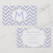 Modernes lila, graues Zickzack Monogramm Visitenkarte (Vorne/Hinten)
