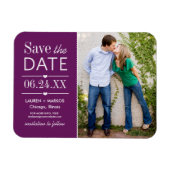 Modernes Lila Hearts Wedding Foto Save the Date Magnet (Horizontal)