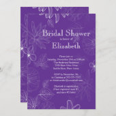 Modernes Lila Herbstlaub Blume Brautparty Einladung (Vorne/Hinten)