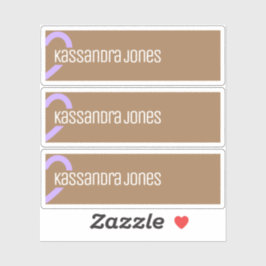 Modernes Lila Herz Form Vintag Braun Halbherz Aufkleber