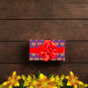 Modernes lila Herzmuster Geschenkpapier