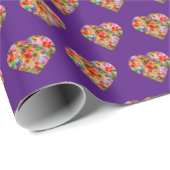 Modernes lila Herzmuster Geschenkpapier (Rolleneckpunkt)
