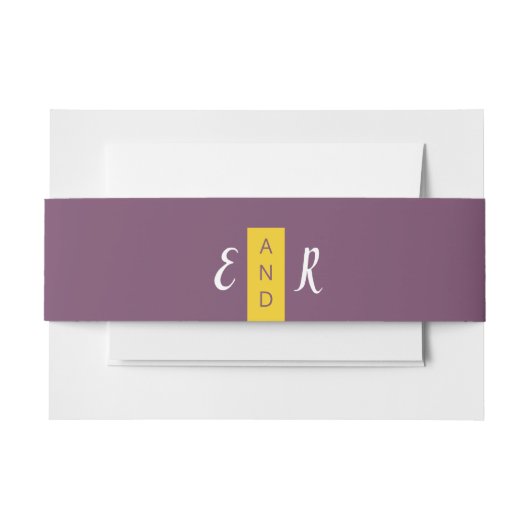 Modernes lila Hochzeitmonogramm Einladungsbanderole (Vorderseite Beispiel)