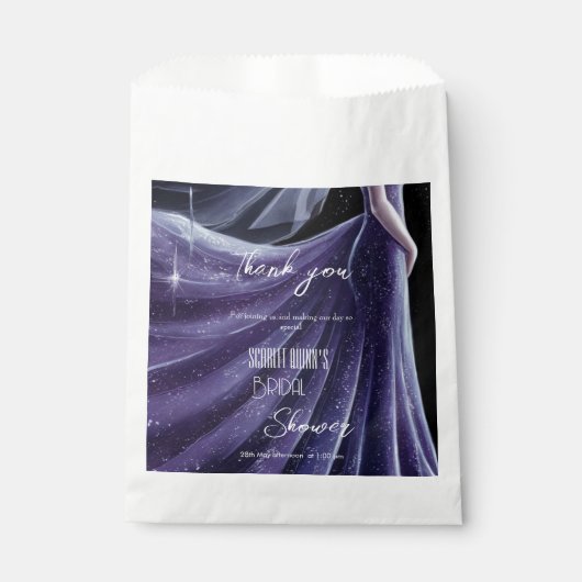 Modernes lila Hochzeitskleid Brautparty#3 Geschenktütchen (Vorderseite)