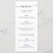 Modernes Lila Hochzeitsmenü Menükarte (Vorderseite)