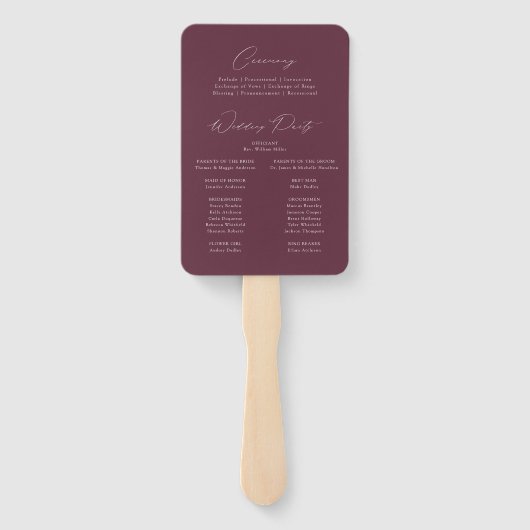 Modernes Lila Hochzeitsprogramm Fächer (Rückseite)