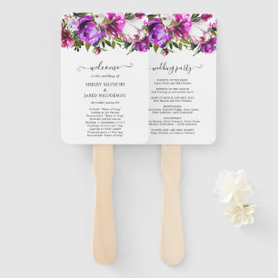Modernes Lila Hochzeitsprogramm für Flora und Faun Fächer