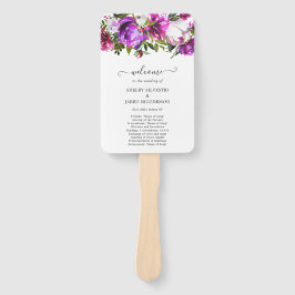 Modernes Lila Hochzeitsprogramm für Flora und Faun Fächer