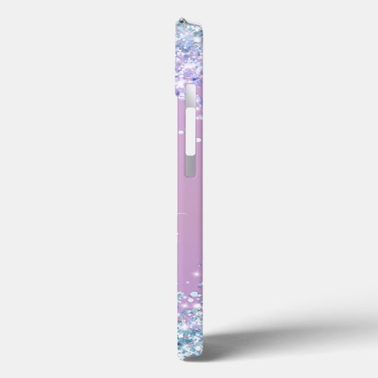 Modernes Lila Holografisches Imitat Glitzer Monogr Case-Mate iPhone Hülle (Rückseite / Links)