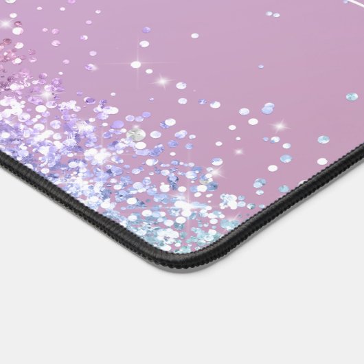 Modernes Lila Holografisches Imitat Glitzer Monogr Schreibtischunterlage (Ecke)