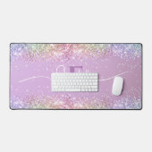 Modernes Lila Holografisches Imitat Glitzer Monogr Schreibtischunterlage (Tastatur & Maus)