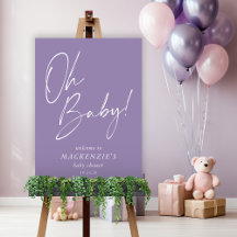 Modernes Lila Lavendel Oh Baby Dusche Willkommen