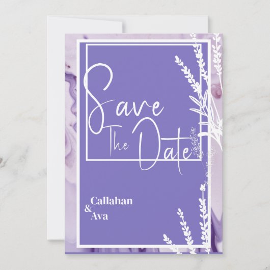 Modernes, Lila Lavendel Save the Date Design (Vorderseite)