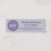 Modernes lila lila Polka-Punkt-Muster-Monogramm Mini Visitenkarte (Rückseite)