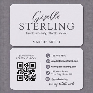 Modernes Lila Lilac QR Code Script Elegant Visitenkarte