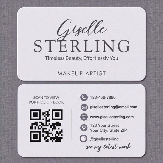 Modernes Lila Lilac QR Code Script Elegant Visitenkarte