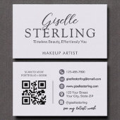 Modernes Lila Lilac Script Eleganter QR Code Visitenkarte