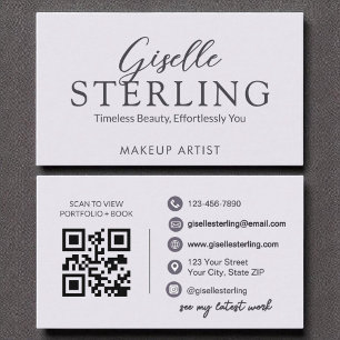 Modernes Lila Lilac Script Eleganter QR Code Visitenkarte