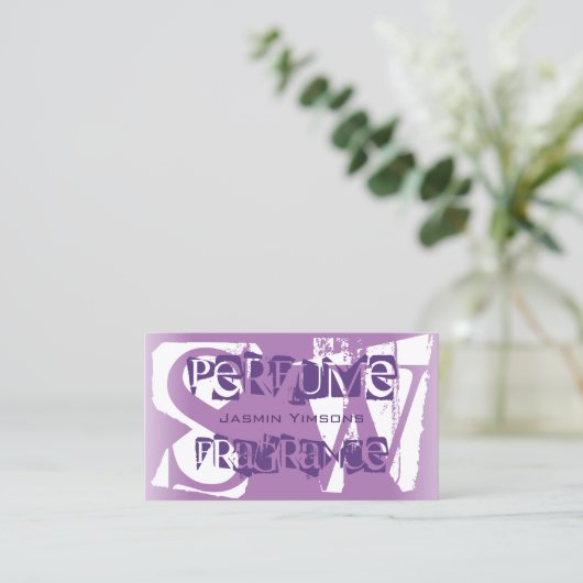 Modernes Lila Lilac-Weiß mit Foto und Monogramm Visitenkarte (Stehend Vorderseite)