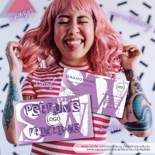 Modernes Lila Lilac-Weiß mit Logos und Monogrammen Visitenkarte