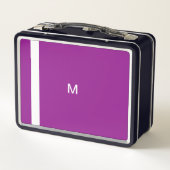 Modernes, Lila Minimalistisches Mit Monogramm Metall Brotdose (Rückseite)