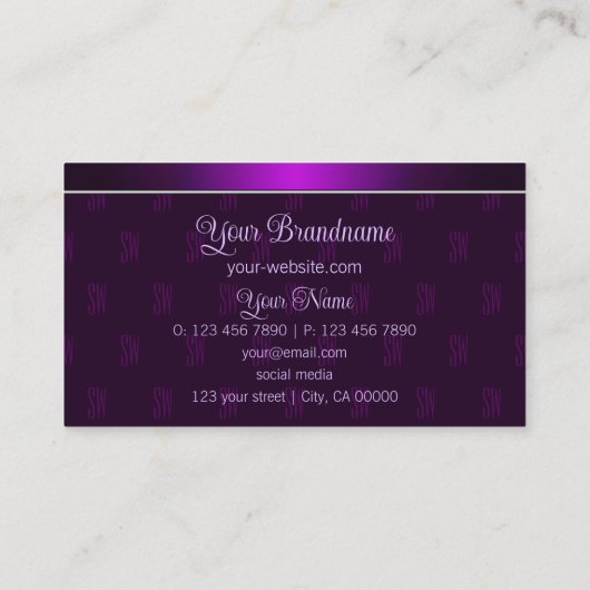 Modernes Lila mit Monogram Beruflich Stilvoll Visitenkarte (Rückseite)