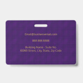 Modernes, Lila Monogram Mini-Quadrate-Muster Ausweis (Rückseite)