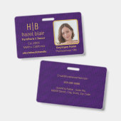 Modernes, Lila Monogram Mini-Quadrate-Muster Ausweis (Vorder- & Rückseite)