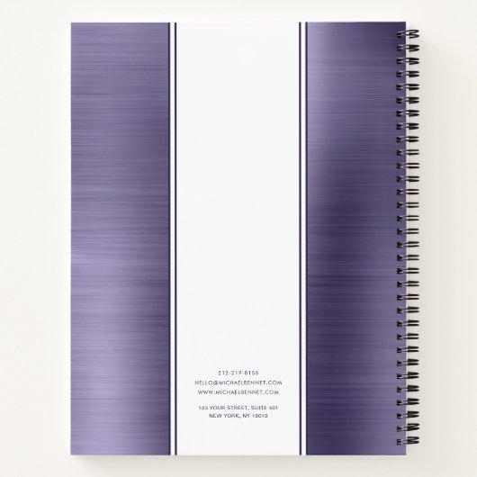 Modernes Lila Monogramm-Geschäft Notizblock (Rückseite)