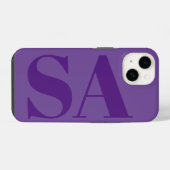 Modernes, lila Monogramm iPhone Hülle (Rückseite (Horizontal))