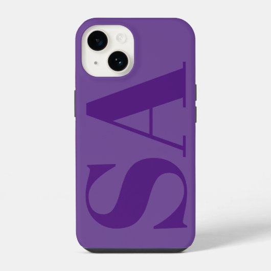 Modernes, lila Monogramm iPhone Hülle (Rückseite)