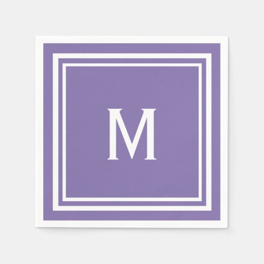 Modernes Lila Monogramm Serviette (Vorderseite)