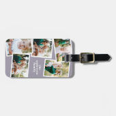 Modernes lila Multi-Foto Familiengeschenk Gepäckanhänger (Vorderseite horizontal)