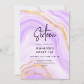Modernes Lila Ombre Marble Foto Sweet 16 Einladung (Vorderseite)