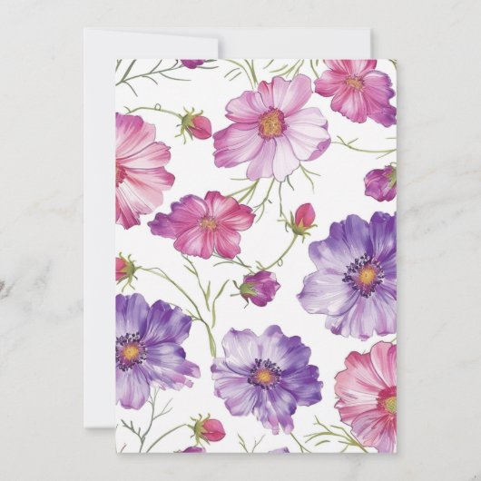 Modernes Lila Pink Blossom Script Foto Hochzeit Save The Date (Rückseite)