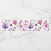 Modernes Lila Pink Blossom Script Foto Hochzeit Wasserflaschenetikett (Einzelnes Label)