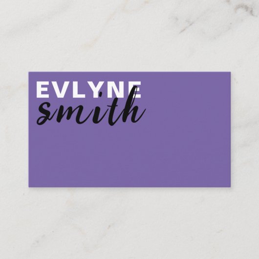 Modernes Lila QR-Code Trendschwarz-Weiß-Script Visitenkarte (Vorderseite)