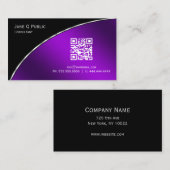Modernes, Lila QR Elegantes Beruflich Visitenkarte (Vorne/Hinten)