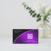 Modernes, Lila QR Elegantes Beruflich Visitenkarte (Stehend Vorderseite)
